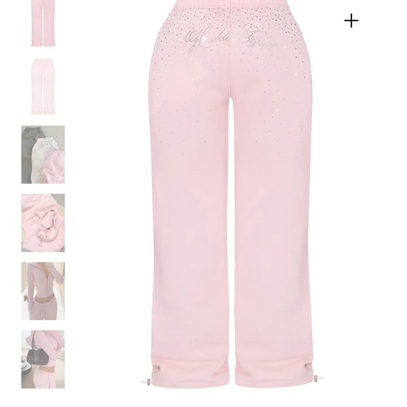 Light Pink Rhinestone Joggers - Picture 2 of 5